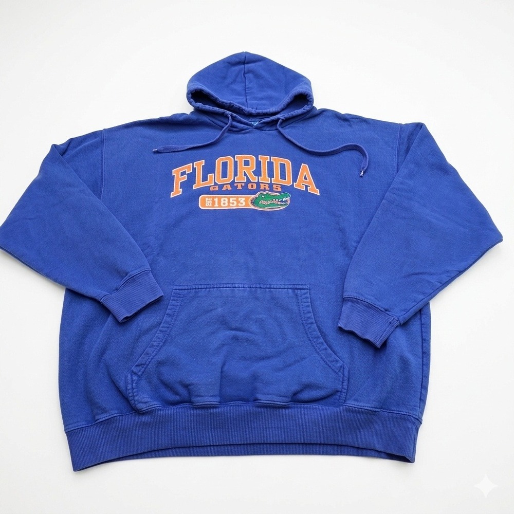 Vintage Florida Gators Hoodie Blue Old Varsity Brand‎ NCAA Pullover XL XLG Print